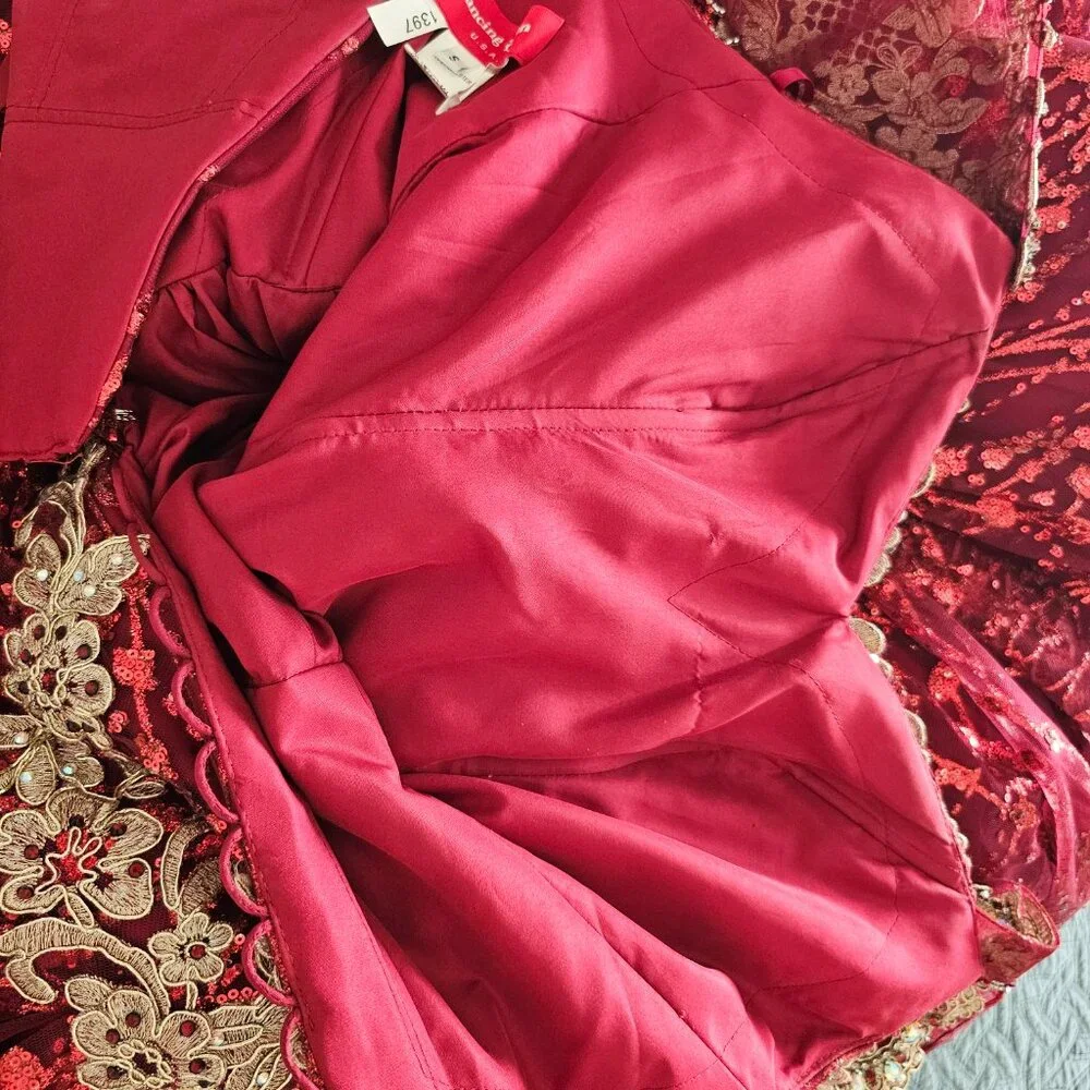 DREAM QUEEN USA  Beautiful Red Voluminous Sequin Dress - Picture 11 of 13
